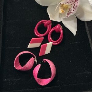 1980s Pink and White Earrings Lot
